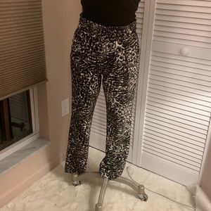 MANGO Leopard Print Elastic Band Pants Size 4- Like New